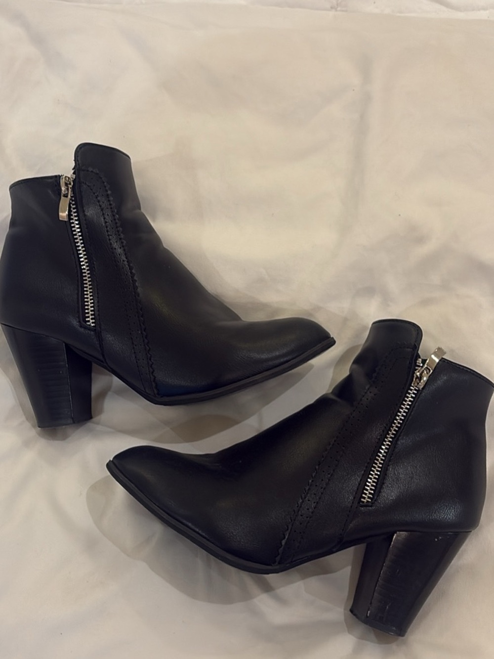 Black Ankle Booties with Side Zip - Women